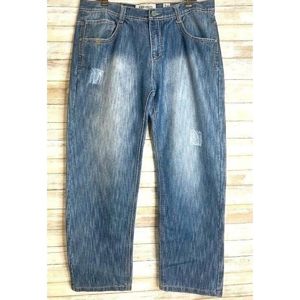 A. Prodigee Denim Men's Jeans Size 38 Distressed Blue Straight Leg